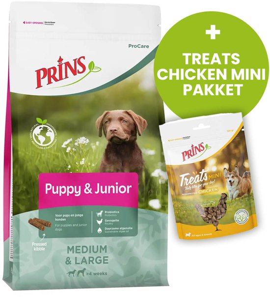Prins ProCare Puppy & Junior 20kg - Hondenvoer - Puppyvoer - Treats Chicken Mini Pakket