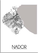 DesignClaud Nador Marokko Plattegrond poster - A2 + fotolijst wit (42x59,4cm)
