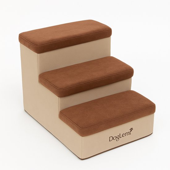 Opvouwbare hondentrap 3 treden Antislip opvouwbare draagbare extra brede opvouwbare huisdiertrap, voor honden en katten, stevig kunststof frame (zwart