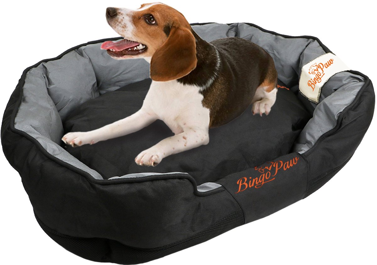 BingoPaw Hondenbed XL - Waterdichte Hondenbanken - Afneembare Wasbare Puppymandkussen - Krasbestendige Oxfordstof - Voor Grote Honden - Zwart - 105X80cm