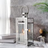 Lanterne décorative - Bougeoir suspendu pour fêtes - 1 pièce - Argent - Acier inoxydable