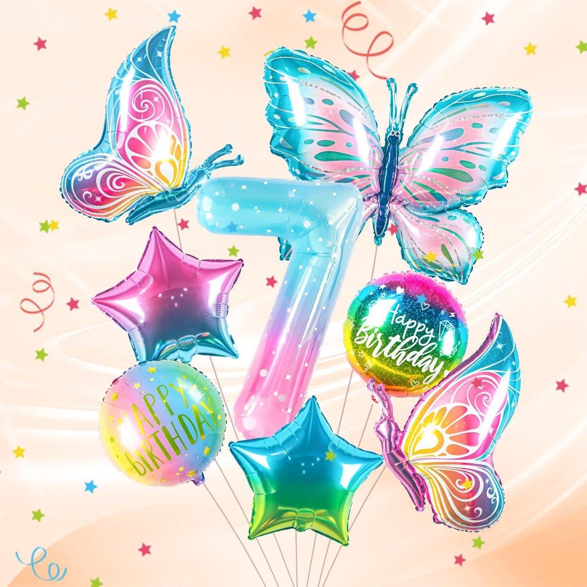 Theme Anniversaire Fille Décoration D'anniversaire Papillon 7 Ans - Ballon En Aluminium Decoration Anniversaire 8 Ans Fille