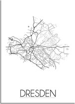 DesignClaud Dresden Plattegrond poster A2 + Fotolijst zwart