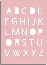 DesignClaud ABC Roze Kinderkamer poster - Alfabet A4 + Fotolijst wit