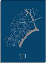 DesignClaud Tiel Plattegrond poster Blauw  - A3 + Fotolijst wit (29,7x42cm)