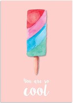 DesignClaud You are so cool - Ijsje - Tekst poster - Interieur poster - Rood A4 + Fotolijst wit