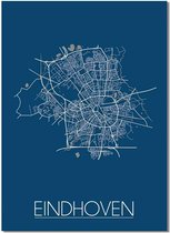 DesignClaud Plattegrond Eindhoven Stadskaart Poster Wanddecoratie - Blauw - A4 + fotolijst zwart (21x29,7cm)