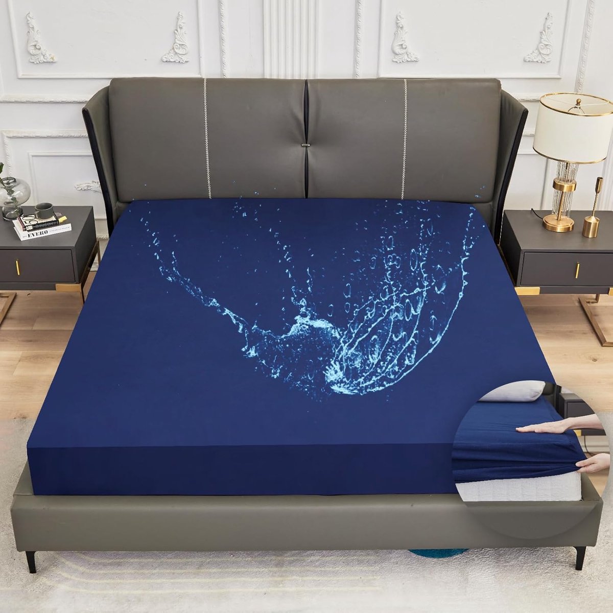 Hoeslaken 140x200 cm waterdicht en ademend - Donkerblauw