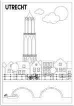 DesignClaud Utrecht - Oude gracht - Dom toren - Interieur poster - zwart wit poster B2 poster (50x70cm)