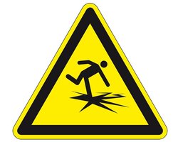Waarschuwingsbord dun ijs, kunststof, W043 200 mm