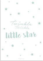 DesignClaud Twinkle Twinkle Little Star - Wit en Mint A4 + Fotolijst zwart