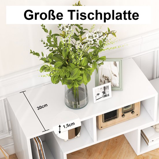 FANTASK Televisietafel, hout, 3-delig, vrij te combineren, televisiekast voor tv's tot 65 inch, uittrekbaar hoekrek, tv-lowboard, wit