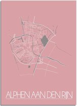 DesignClaud Alphen aan den Rijn Plattegrond poster Roze A4 + Fotolijst zwart (21x29,7cm)