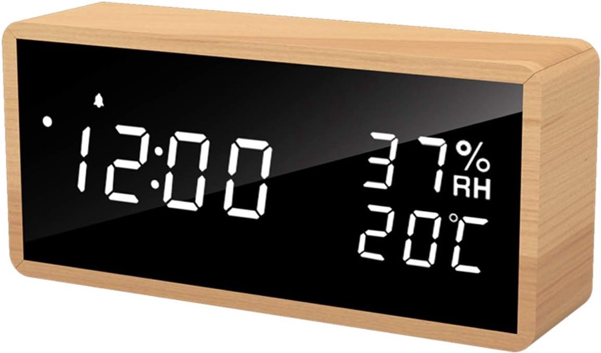 Digitale Houten Wecker - Alarmfunctie - Geschikt voor elke slaapkamer - Zwart - Hout