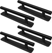 Zelfklevende meubelgrepen 4 stuks - roestvrij staal - kastgrepen - handgrepen - deurgrepen - ladegrepen - keukenkasten - schuifdeuren - balkondeur - ramen - 128 mm - zwart