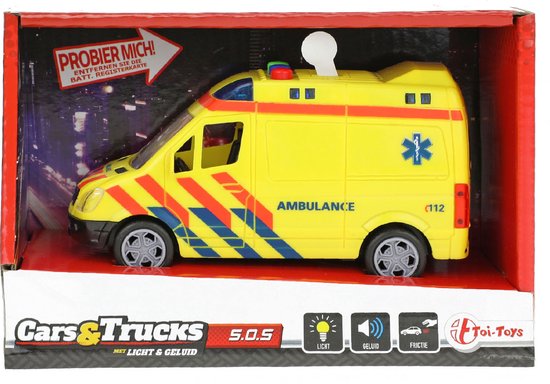 Toi-Toys Ambulance - speelgoed auto - frictie - licht en geluid - speelgoed