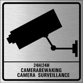 Panneau de Surveillance par caméra , aluminium brossé 100 x 100 mm