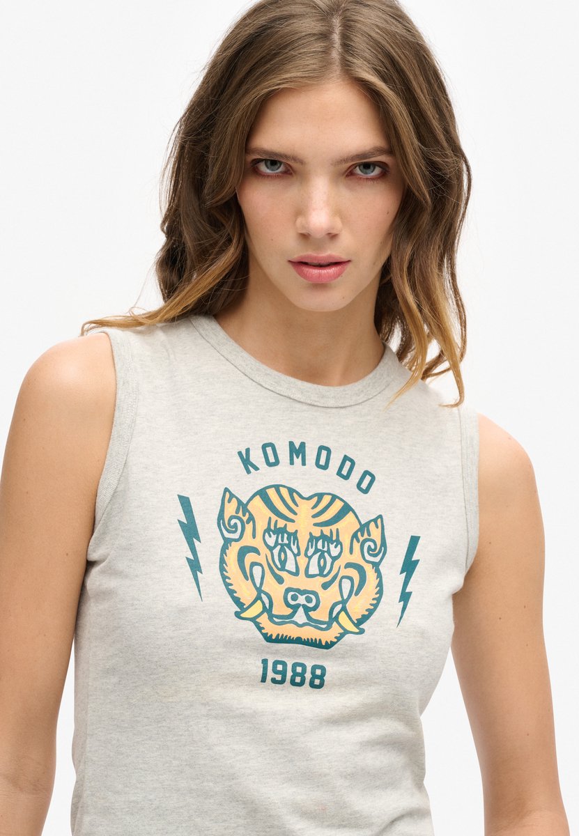 Superdry Superdry x Komodo Tiger Slim hemdtop Dames Vesten Grijs