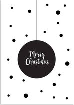 DesignClaud Merry Christmas - Kerstbal - Kerst Poster - Tekst poster - Zwart Wit poster B2 poster (50x70cm)