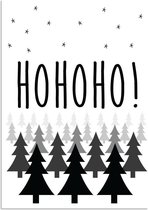 DesignClaud Ho ho ho - Kerst Poster - Tekst poster - Zwart Wit poster A3 + Fotolijst zwart