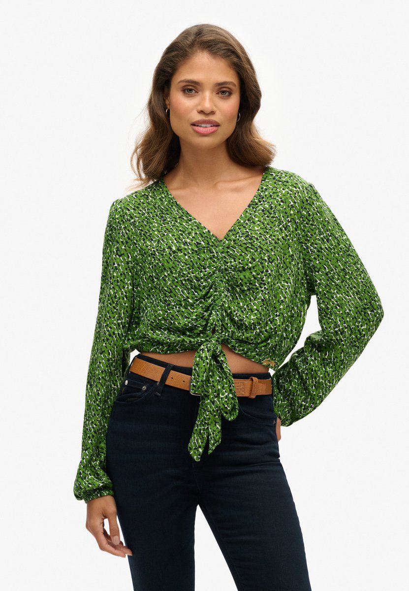 Superdry Vintage top met geknoopte voorkant Dames Tops Groen