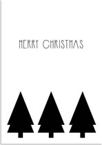 DesignClaud Christmas + Kerstbomen - Kerst Poster - Tekst poster - Zwart Wit poster A4 + Fotolijst wit