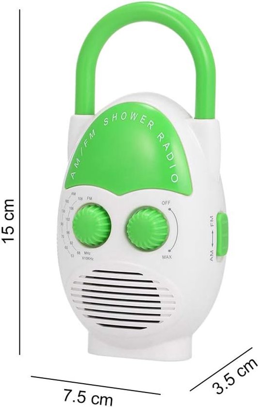 Radio De Douche Étanche AM FM Portable Avec Crochet - Haut-Parleur Intégré - Idéale Salle De Bain, Cuisine Et Extérieur