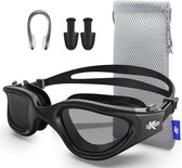 Kyrox Gepolariseerde Zwembril - Anti Condens - UV Bescherming - Inclusief Oordoppen en Neusklem - Duikbril - Verstelbare Band - Unisex - Zwembril volwassenen & kinderen - Zwart