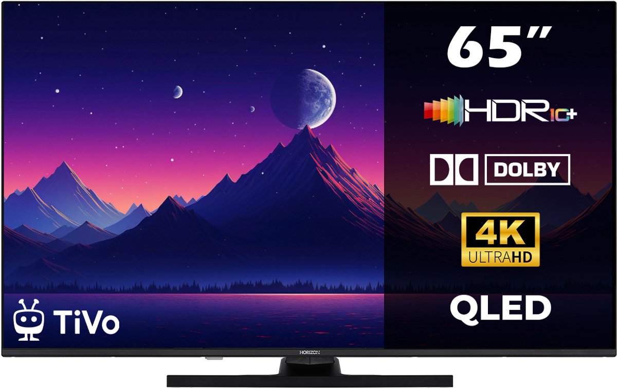 Horizon Smart TV 65 inch QLED - 4K ULTRA HD Televisie - XT Line - WiFi - Netflix - Voice Assistant - Ultra Narrow Design