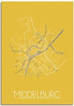 DesignClaud Middelburg Plattegrond poster Geel - A2 + fotolijst wit (42x59,4cm)