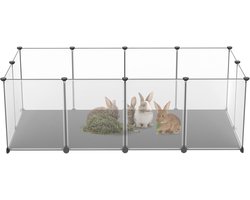 NAIZY buitenverblijf 12 stuks box 125x63x42cm box met mat puppy box wit kleine dierenverblijf 30x40cm per stuk vrije uitloopverblijf DIY uitbreidbaar konijnen-caviaverblijf