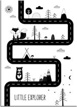 DesignClaud Little Explorer - Kinderkamer poster - Zwart wit A4 poster (21x29,7cm)