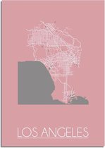 DesignClaud Plattegrond Los Angeles Stadskaart poster Wanddecoratie - Roze - A2 poster (42x59,4cm)