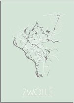 DesignClaud Zwolle Plattegrond poster Pastel groen - A2 poster (42x59,4cm)