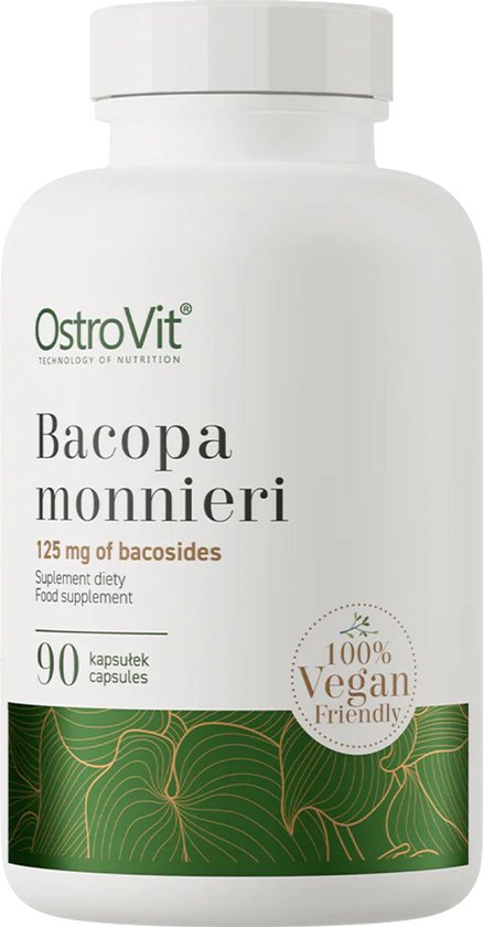 Foto: Ostrovit bacopa monnieri 90 capsules voedingssupplementen bacopa monnieri extract geheugen cognitieve geen onnodige toevoegingen vrij van dierlijke ingredi nten ideaal bij studie werk of mentale belasting laboratorium getest 