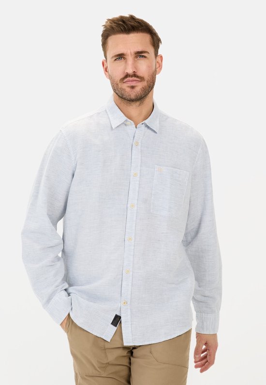 camel active Overhemd met lange mouwen van linnenmix - Maat menswear-M - Wit