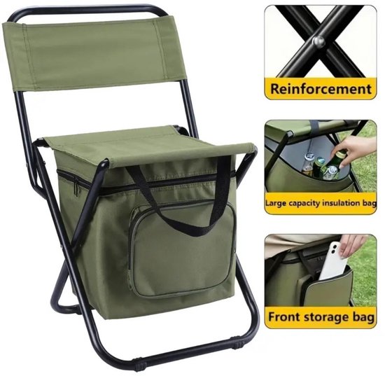 Livano Strandstoel Opvouwbaar - Inklapbaar - Met Rugleuning - Volwassenen - Folding chair - Beach - Camping - Groen