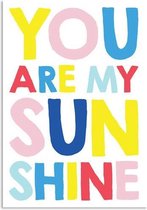 DesignClaud You are my sunshine - Kleurrijk - Tekst poster A4 poster (21x29,7cm)