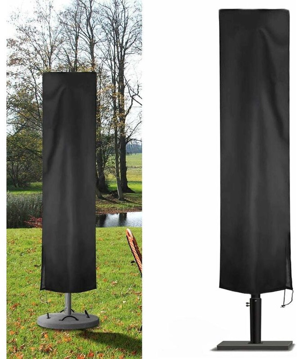 Geschikt voor Cantilever Parasolhoes voor de tuin in 210D Oxford waterdicht, hoes voor tuinparasol, beschermhoes voor cantilever parasol anti-UV/stof/regen/wind (240x57x57cm, zwart)-