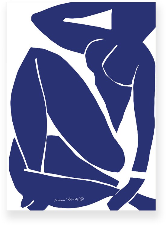 Poster 50x70 cm - Blue Nude III - Henri Matisse - Blauw - Wit - Abstract - Modern - Muurdecoratie - Wanddecoratie