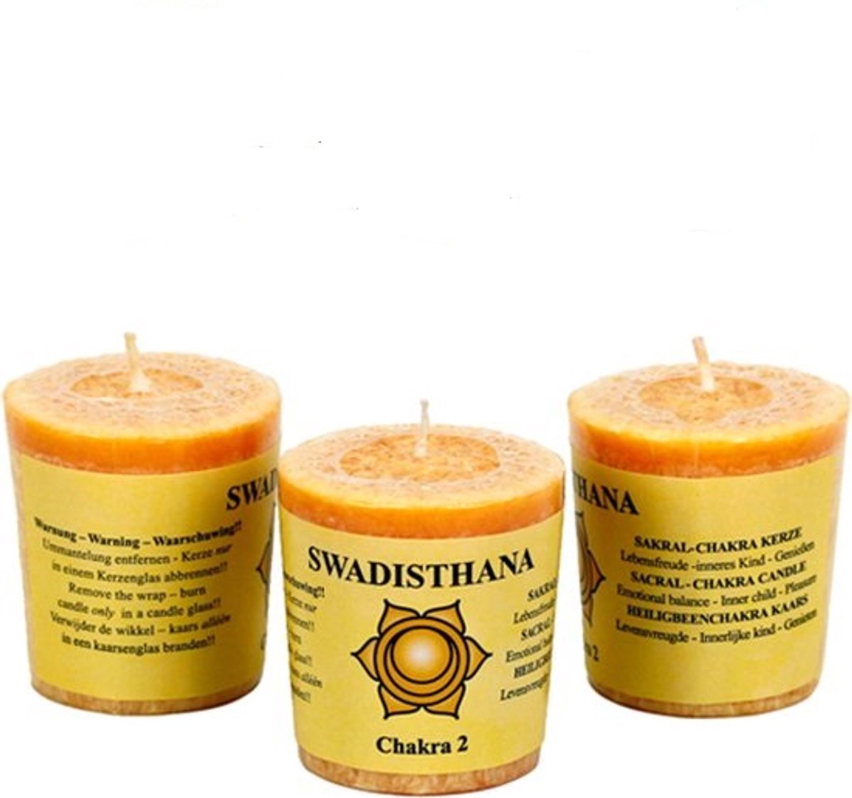 Goedkoopste Geurkaarsje 2e chakra - 3 stuks - 4.5x4cm - Oranje