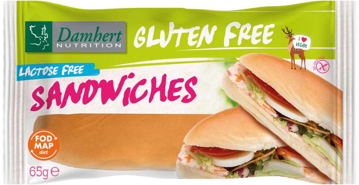 Damhert - Sandwiches Glutenvrij - 3 x 65 gr - Voordeelverpakking