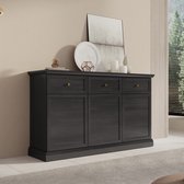 Meubella - Buffet Leroy - Chêne Zwart - 146 cm