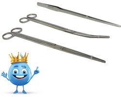 Boyu Aquascaping 3 delige set - Aquarium pincet schaar recht gebogen