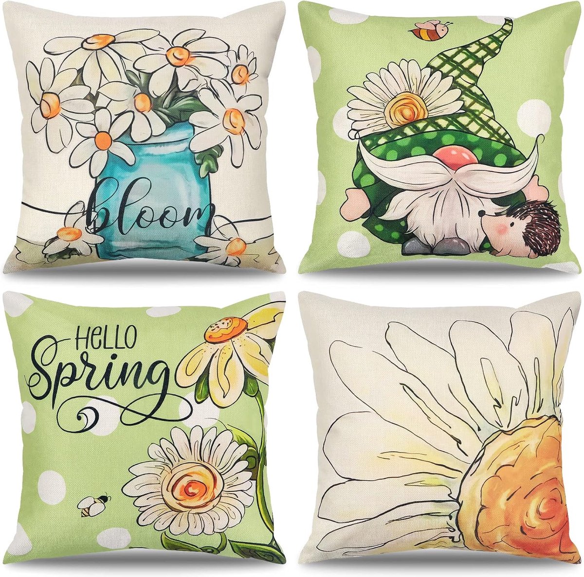 Ibenzoa® Set van Vier Linnen Kussenhoezen - 45x45cm - Katoen/Linnen Mix - Zachte Textiel voor Slaapkamer