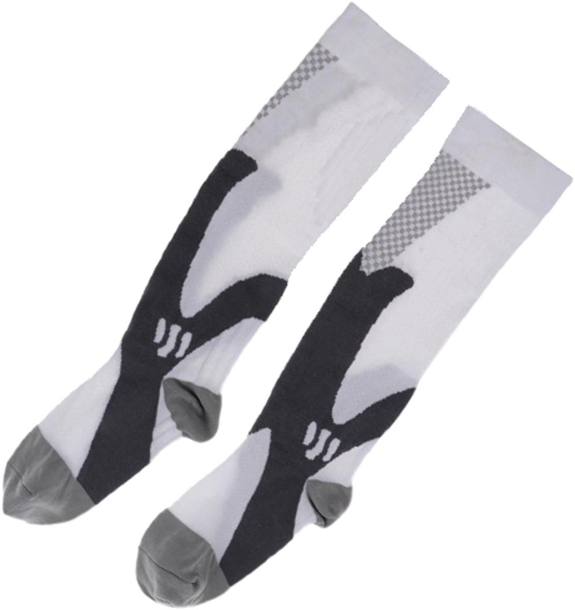 ATTREZZO® Duopack Sport Compressie kousen – Compressie sokken – Steunkousen - sport vliegtuig hardlopen – Wit – maat S/M