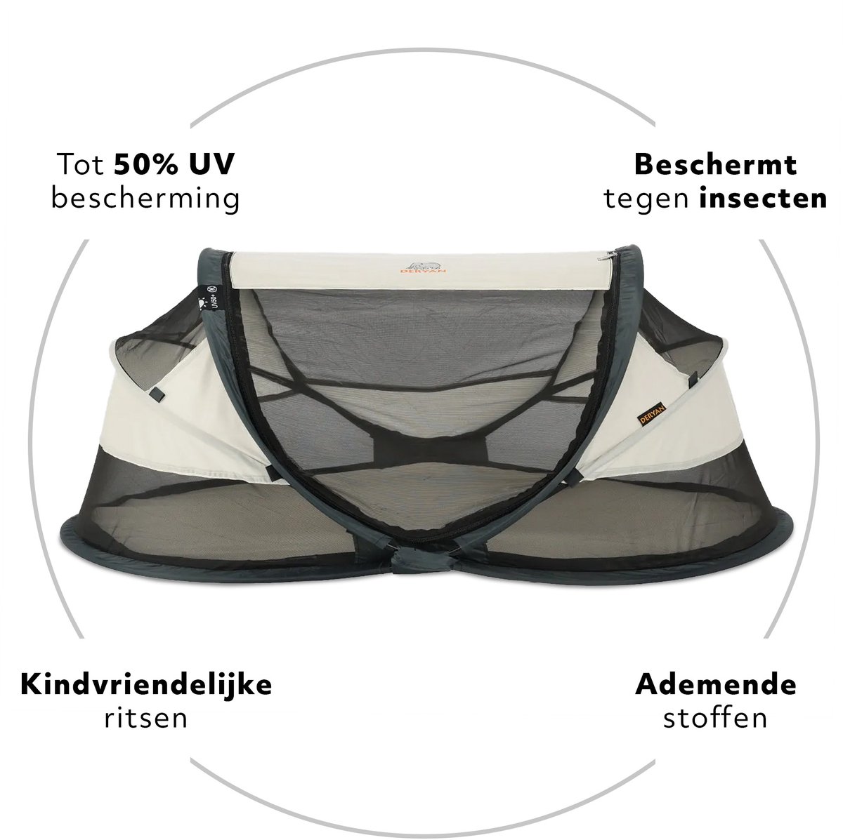 Deryan Baby Luxe Campingbedje – Inclusief zelfopblaasbare matras - Cream thumbnail 3