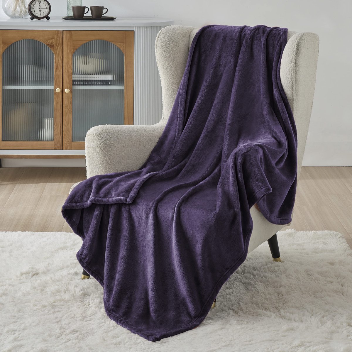 Unyqoos Superzachte en Warme Flanellen Fleece Woondeken in Lila voor Comfort en Stijl paars