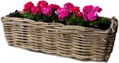Van der Leeden Balkonmand - rotan gevlochten -60 x 20 x 16 cm - bloemen/planten mand - schuttingmand - hangmand - plantenpot - bloempot