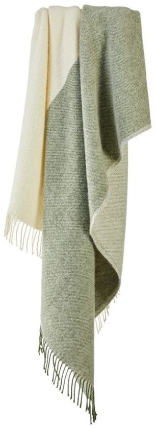 Plaid Moorland Groen Beige (Olive and Creame) - 150x183 - Nieuw Wol - Tweedmill UK